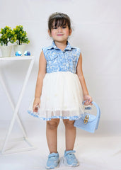 Fairy Bloom by Modest Stitched kids Formals Frock Collection'2025-Denim Pearl