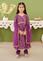 Modest Stitched 3 Piece Kids Festive Vol-01 Collection'2025-10160-Prpl