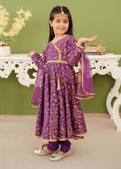 Modest Stitched 3 Piece Kids Festive Vol-01 Collection'2025-10160-Prpl