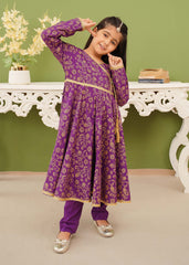 Modest Stitched 3 Piece Kids Festive Vol-01 Suit-10160-Prpl