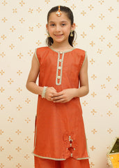 Meethi Eid By Modest Stitched 3 Piece Formals Collection-Girls Orange Ethnic Suit | 9130