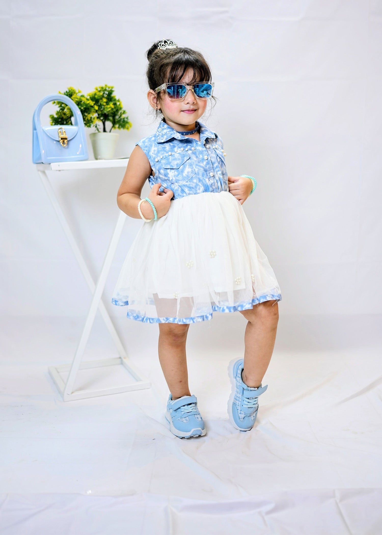 Fairy Bloom by Modest Stitched kids Formals Frock Collection'2025-Denim Pearl