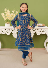 Modest Stitched 3 Piece Kids Festive Vol-01 Collection'2025-10130-Blu