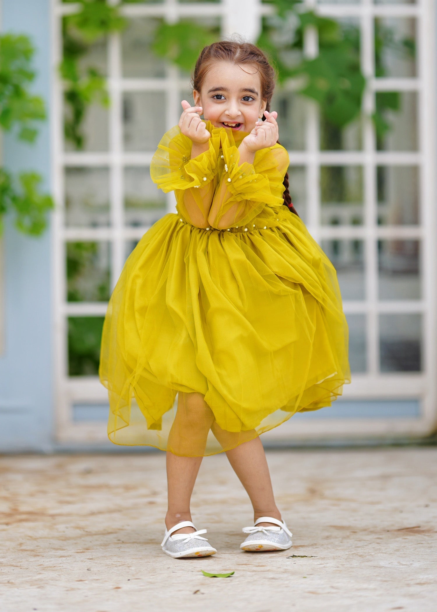 Fairy Bloom by Modest Stitched kids Formals Frock Collection'2025-Olive