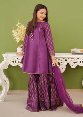 Modest Stitched 3 Piece Festive Edit Vol-02 Collection'2025-Purple Printed Cotton Gharara