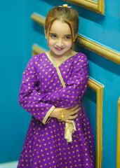 Modest Stitched 3 Piece Festive Formals Kids Collection'2025-Purple Adorn