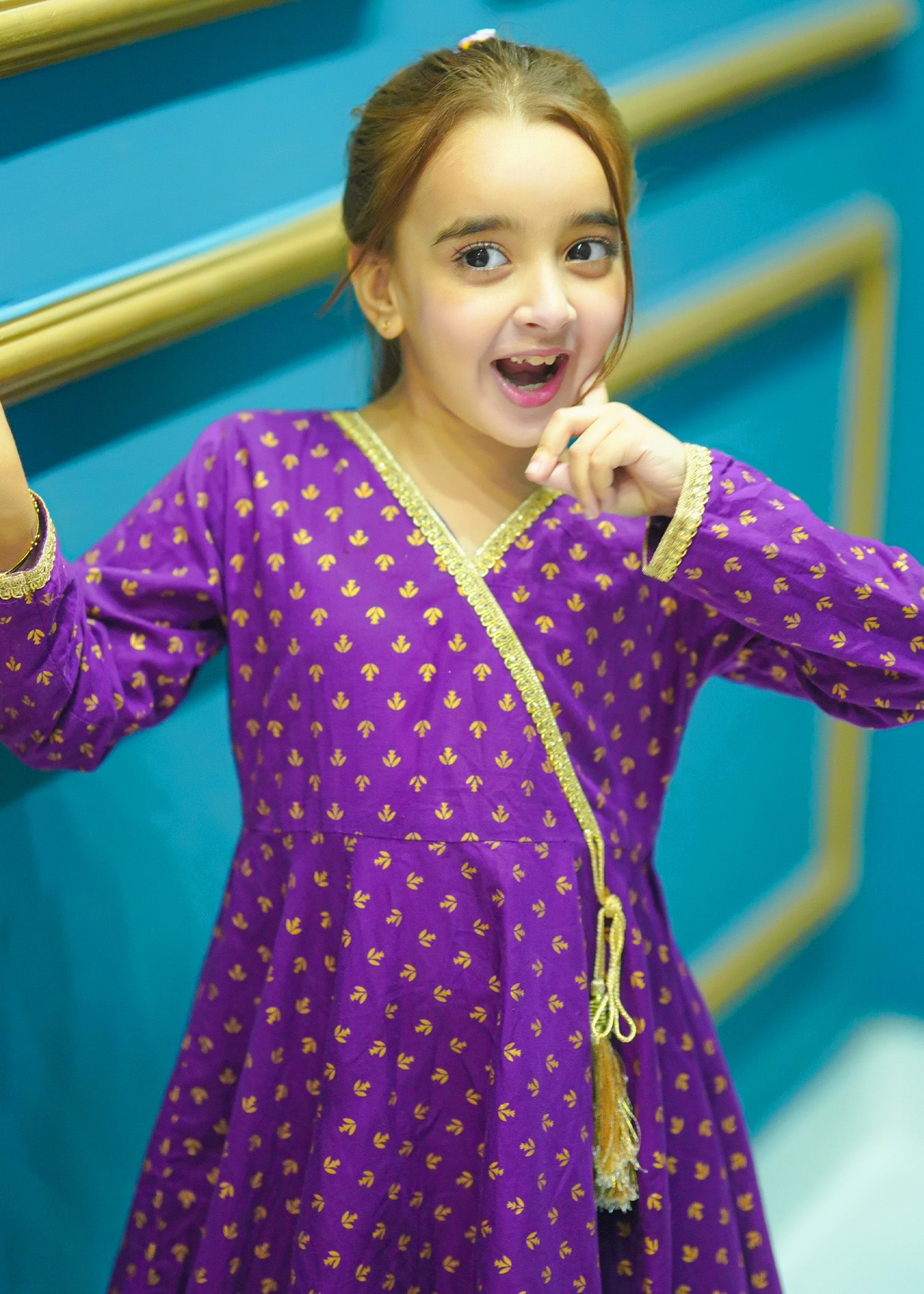 Modest Stitched 3 Piece Festive Formals Kids Collection'2025-Purple Adorn