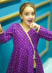 Modest Stitched 3 Piece Festive Formals Kids Collection'2025-Purple Adorn