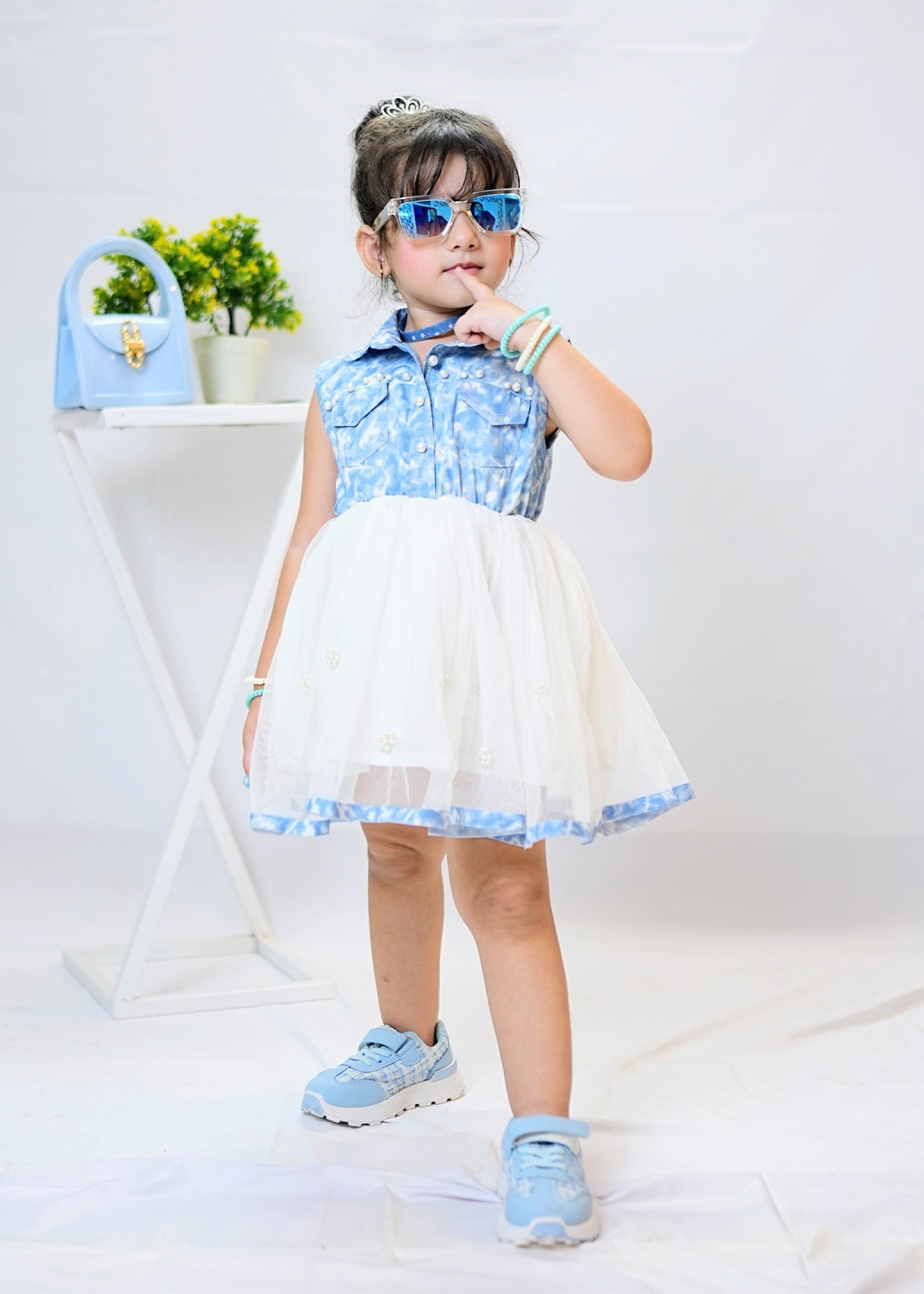 Fairy Bloom by Modest Stitched kids Formals Frock Collection'2025-Denim Pearl