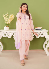 Modest Stitched 3 Piece Festive Edit Vol-02 Suit-Peach Chiffon Embroidered Suit