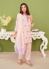 Modest Stitched 3 Piece Festive Edit Vol-02 Suit-Peach Chiffon Embroidered Suit