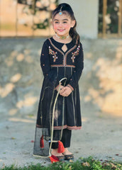 Modest Stitched 3 Piece Kids Festive Vol-01 Suit-10080-Blk