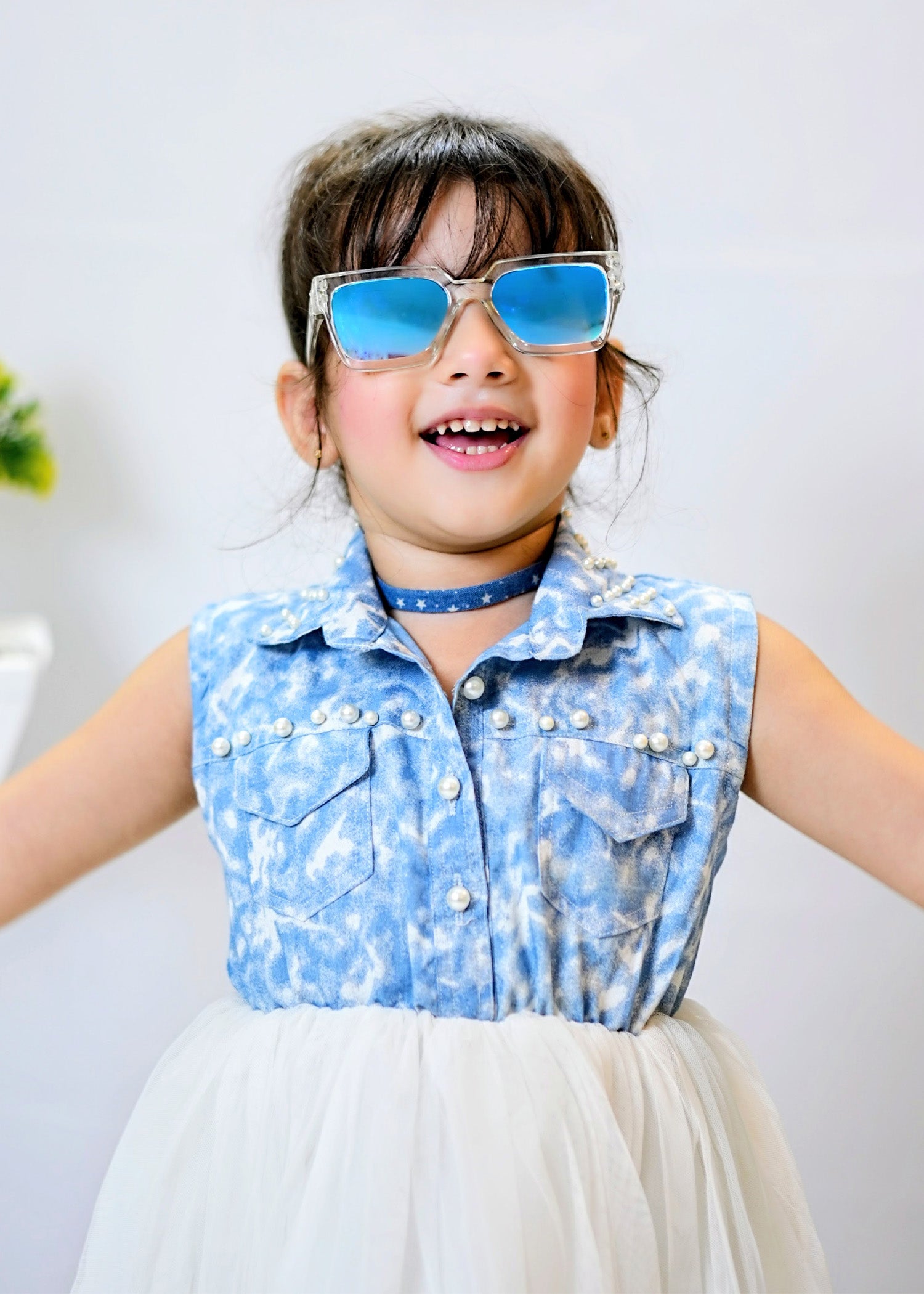 Fairy Bloom by Modest Stitched kids Formals Frock Collection'2025-Denim Pearl