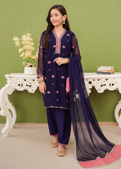 Modest Stitched 3 Piece Festive Edit Vol-02 Collection'2025-Embroidered Blue Chiffon Suit