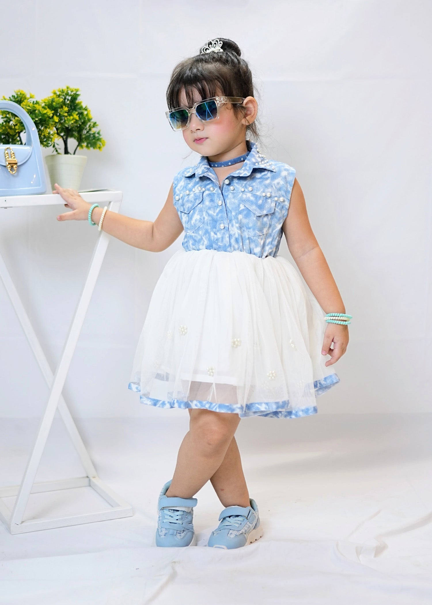 Fairy Bloom by Modest Stitched kids Formals Frock Collection'2025-Denim Pearl
