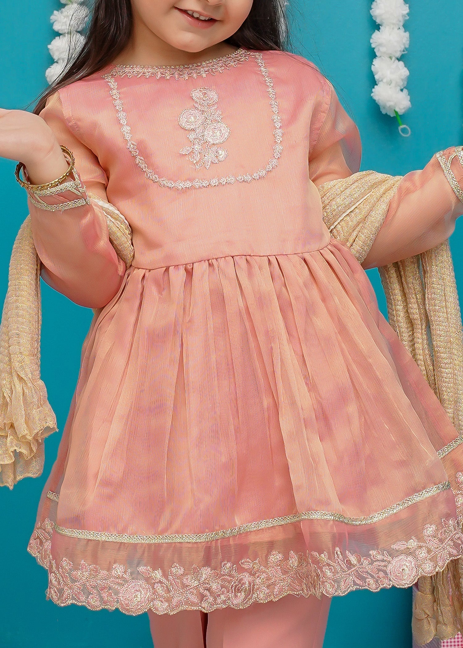 Eid Ki Khushiyan By Modest Stitched 3 Piece Cotton Frock Collection'2025-9025-Pnk