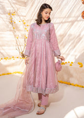 Meethi Eid By Modest 3 Piece Tissue Pink Embroidered Frock