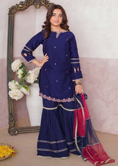 Modest Stitched 3 Piece Festive Edit Vol-02 Collection'2025-9615-NBlu