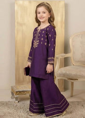 Modest Eid Edit 3 Piece Viscose Purple Embroidered Suit