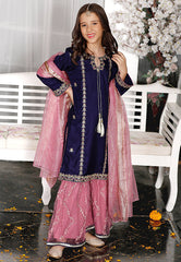 Modest Stitched 3 Piece Festive Kids Suit-Gulnoor
