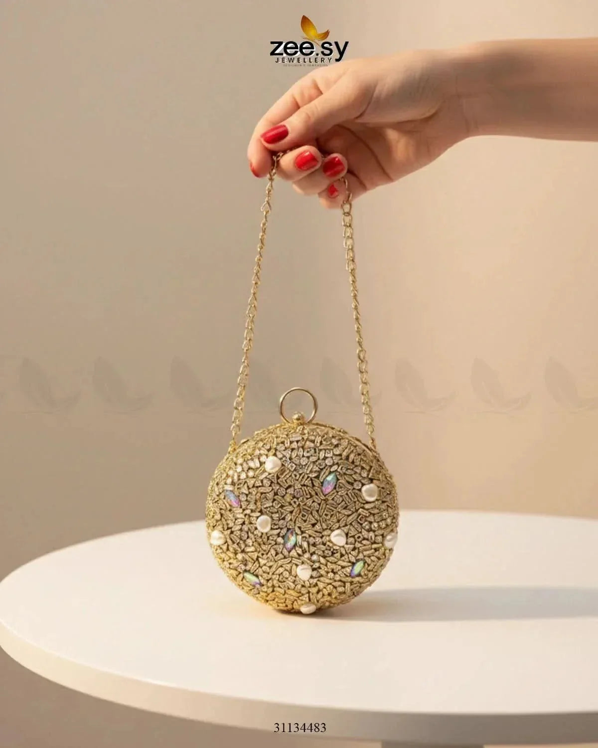 Artisan Crystal Pearl Clutch Bag