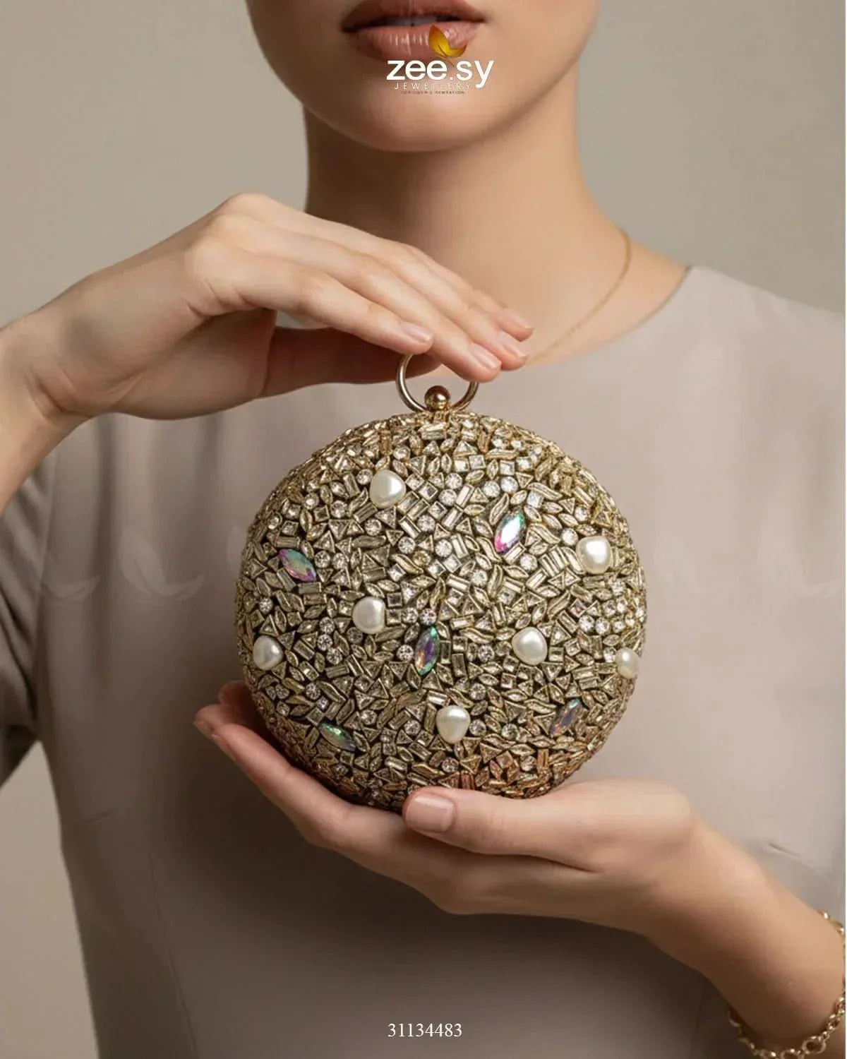 Artisan Crystal Pearl Clutch Bag