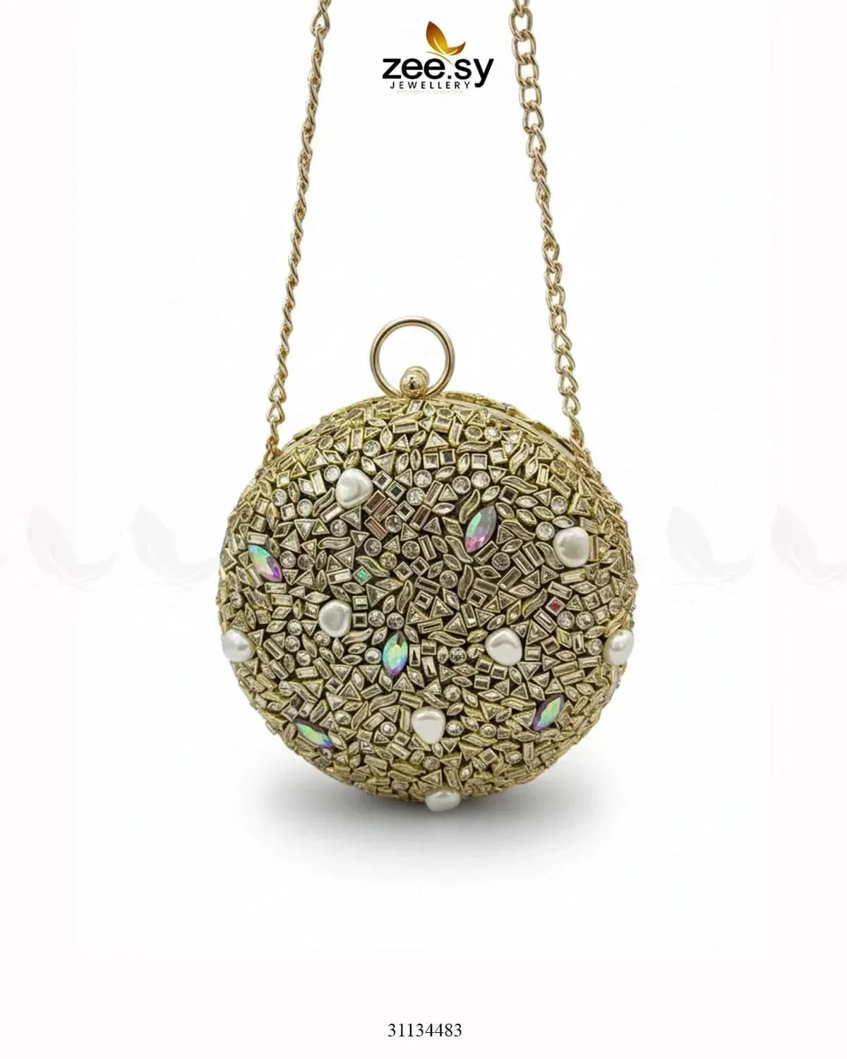 Artisan Crystal Pearl Clutch Bag