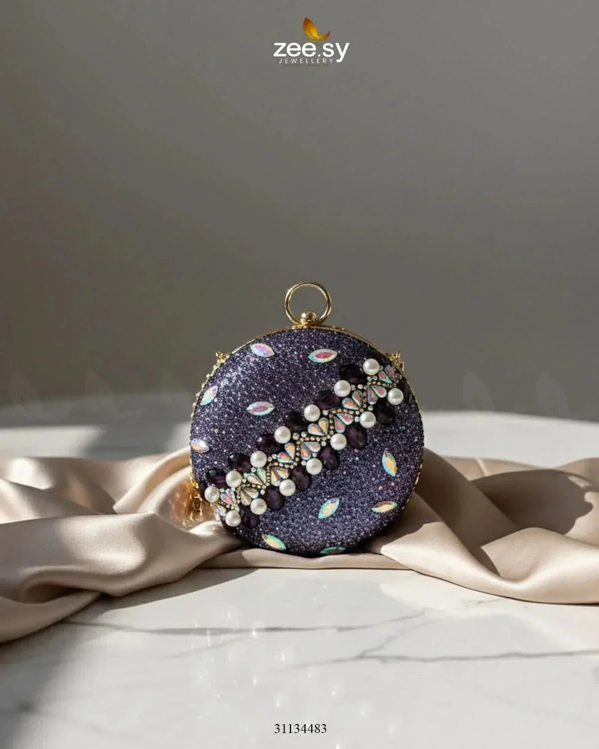 Artisan Crystal Pearl Clutch Bag