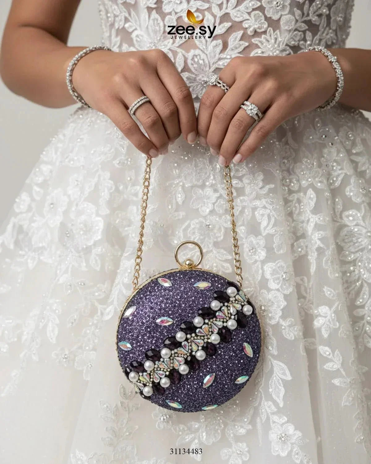 Artisan Crystal Pearl Clutch Bag