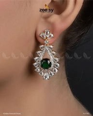 Aster Earrings Golden Emerald Green - Zeesy Jewellery