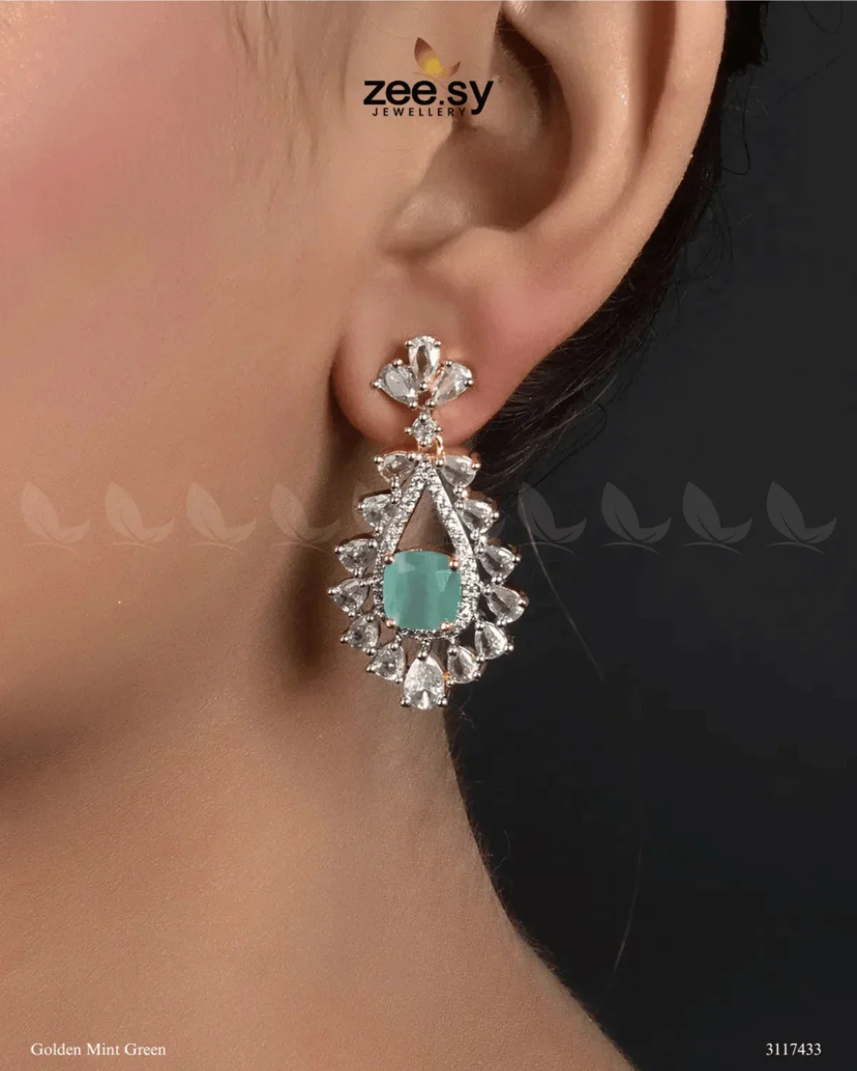 Aster Earrings Golden Mint Green - Zeesy Jewellery