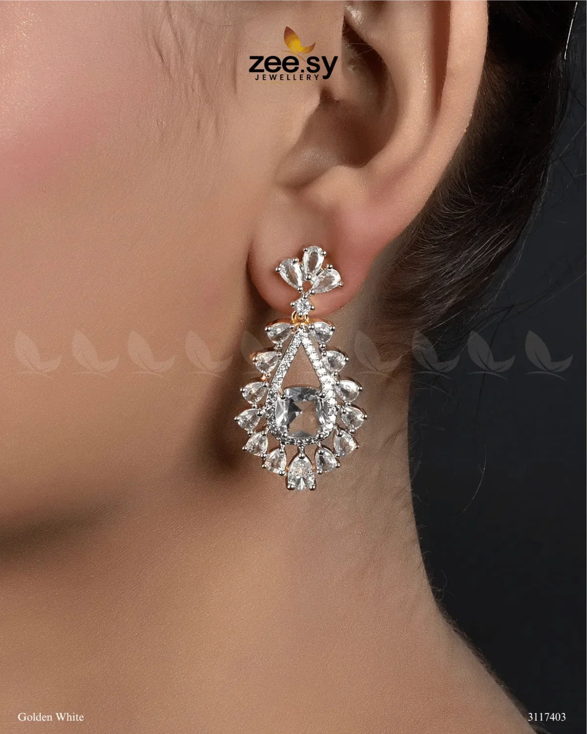 Aster Earrings Golden White - Zeesy Jewellery