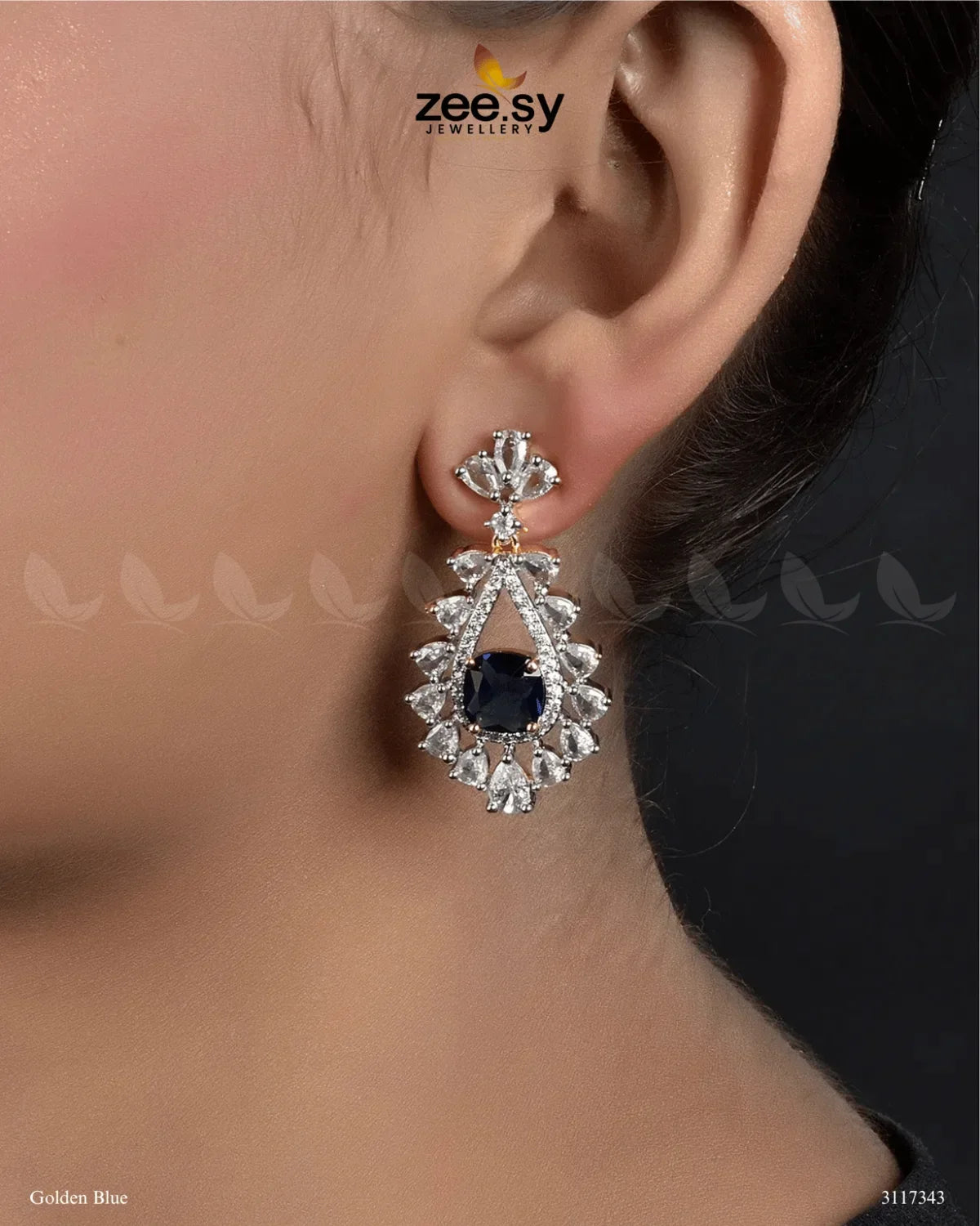 Aster Earrings Golden Blue - Zeesy Jewellery