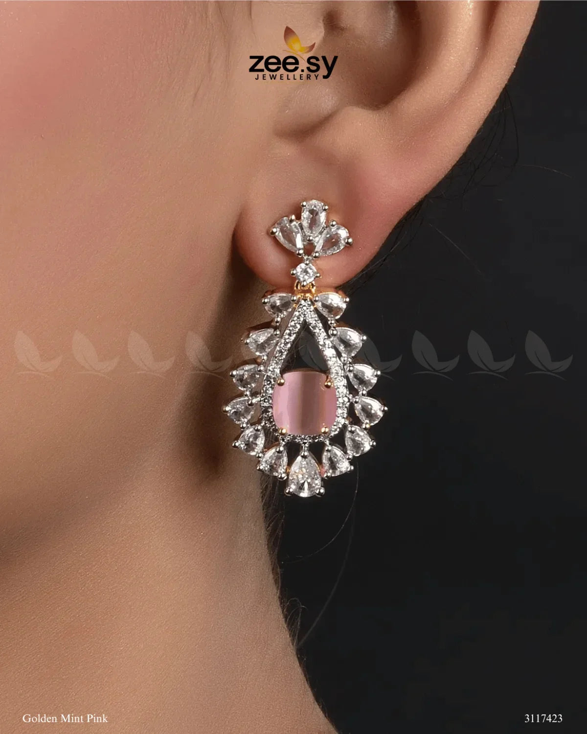 Aster Earrings Golden Mint Pink - Zeesy Jewellery