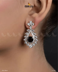 Aster Earrings Silver Black - Zeesy Jewellery
