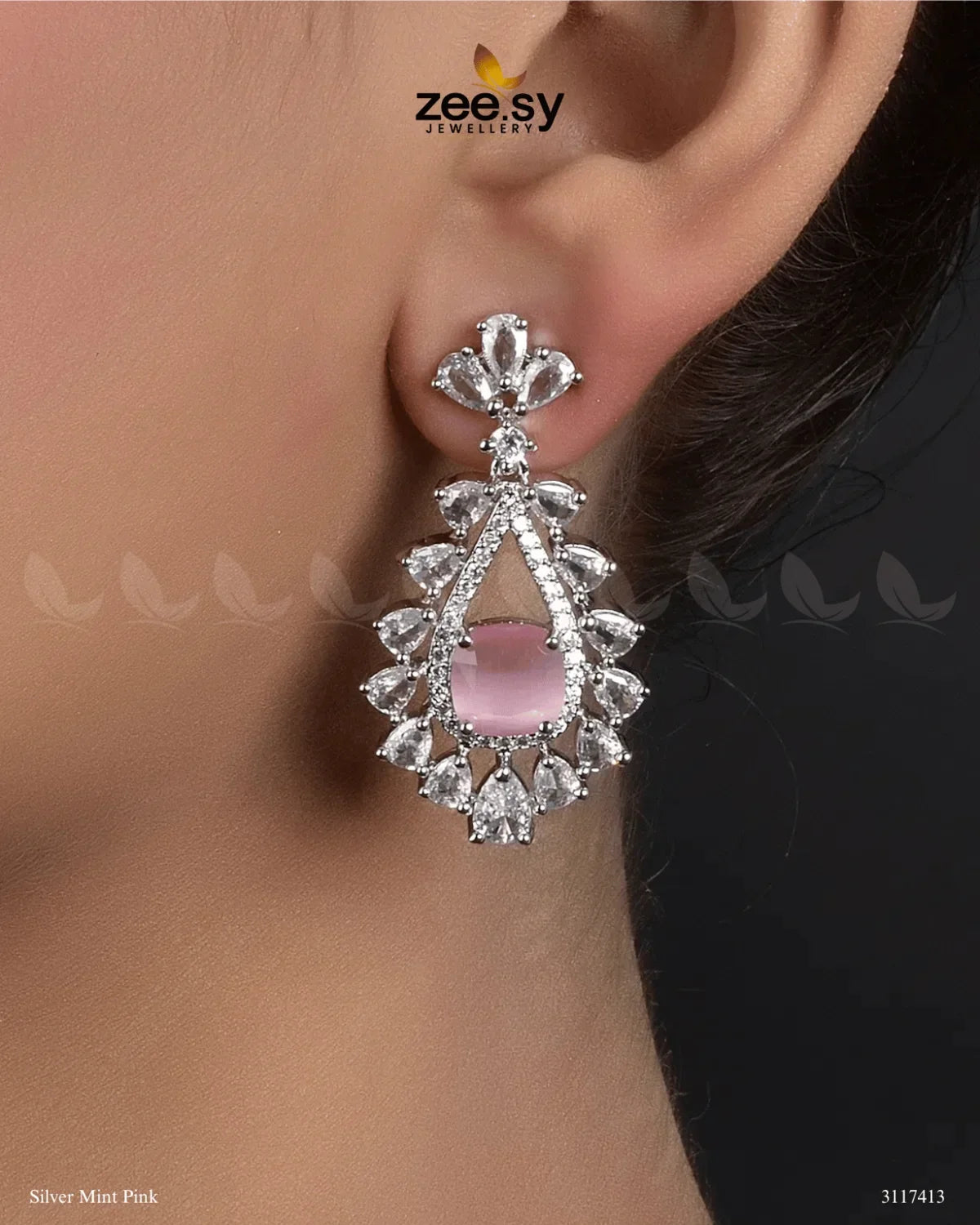 Aster Earrings Silver Mint Pink - Zeesy Jewellery