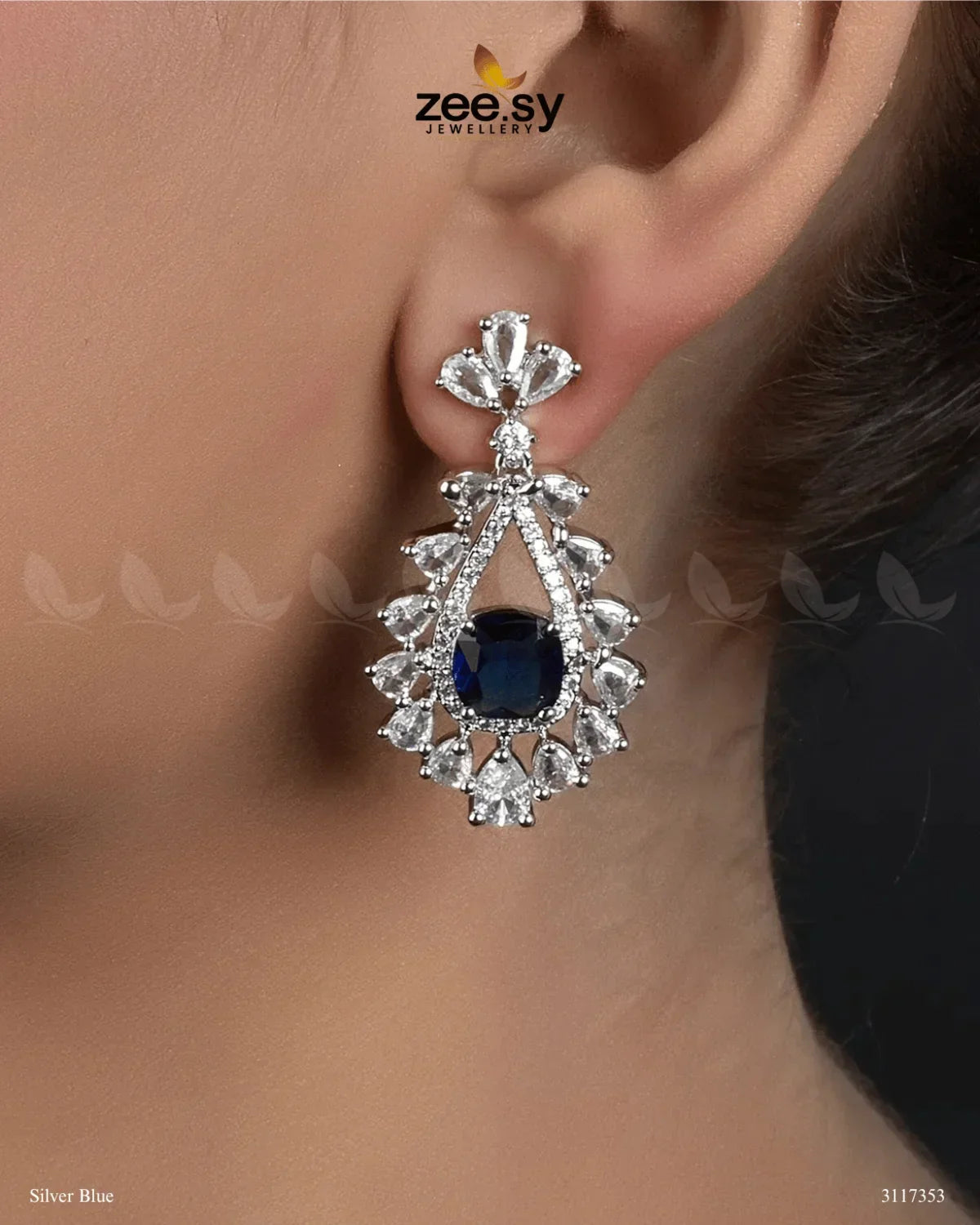 Aster Earrings Silver Blue - Zeesy Jewellery
