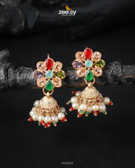 Atiqa Earrings Golden Multi - Zeesy Jewellery