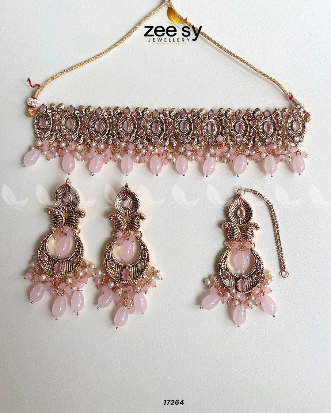 Aura Necklace Set Pink - Zeesy Jewellery