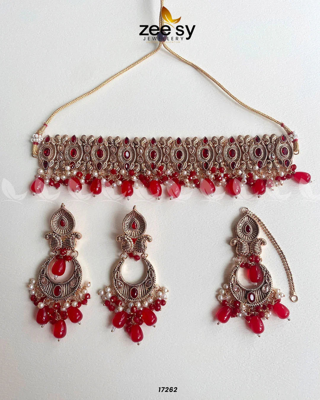 Aura Necklace Set Red - Zeesy Jewellery