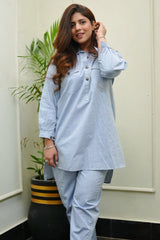 Urban Cut 2 Piece Cotton Chambray Embellished  Co- Ord Set