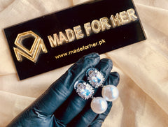 Made For Her-Pearly Rect Earings - KAHD122