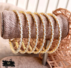 Made For Her Classic Zircon Choori Set (6 Pcs) - Golden - KKB1026