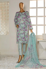 Hz Unstitched 3 Piece Bold Co Ords Print Cotton Suit-BCE-51
