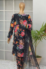 Hz Unstitched 3 Piece Bold Co Ords Print Cotton Suit-BCE-52