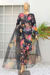 Hz Unstitched 3 Piece Bold Co Ords Print Cotton Suit-BCE-52