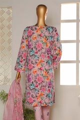 Hz Unstitched 3 Piece Bold Co Ords Print Cotton Suit-BCE-55