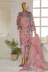 Hz Unstitched 3 Piece Bold Co Ords Print Cotton Suit-BCE-55
