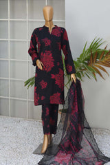 Hz Unstitched 3 Piece Bold Co Ords Print Cotton Suit-BCE-56