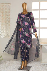 Hz Unstitched 3 Piece Bold Co Ords Print Cotton Suit-BCE-57